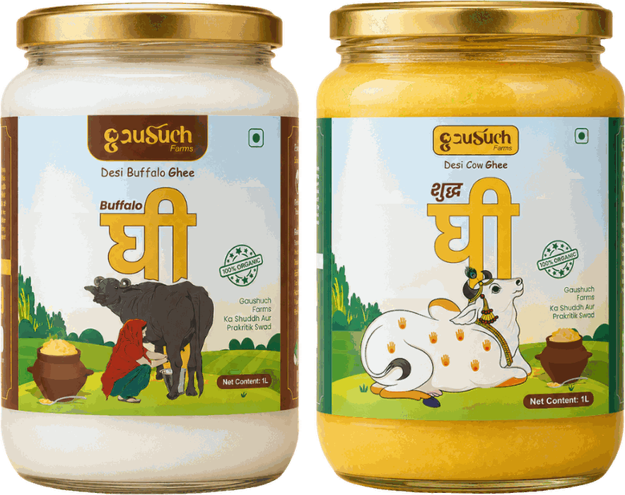 Cow and Buffalo ghee combo pack by Gausuch Farms